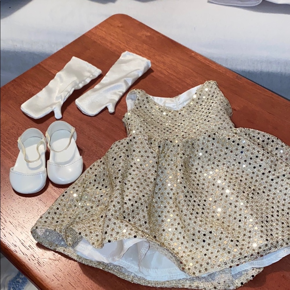 American Girl Sparkly Gold Dress